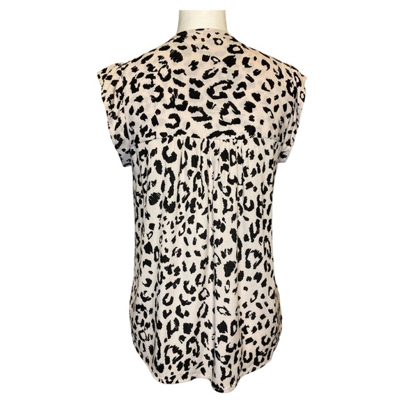 Savanna Jane Leopard Print Top Size S Embroidered Folk Art Shabby Chic Boho - Picture 4 of 8